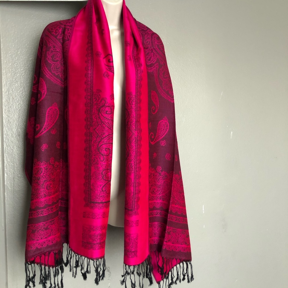 Pink Pashmina Silk Scarf Shall NwOtags